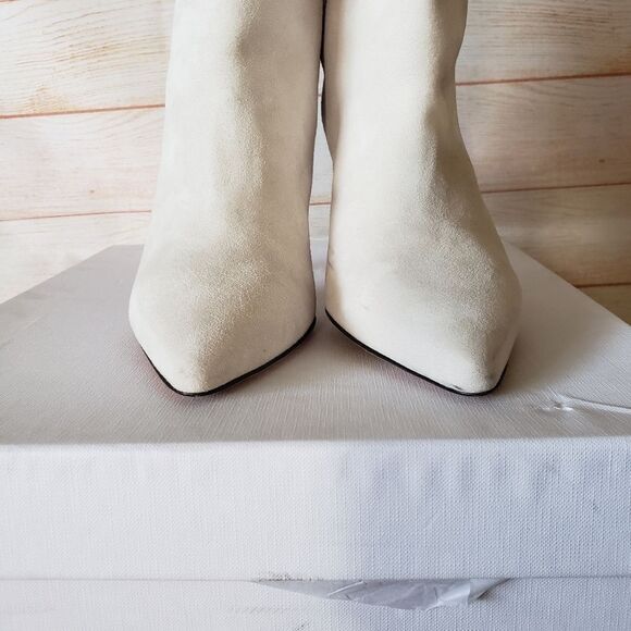 IRO Paris Suede Leather Pointy Toe Stiletto Heel Bootie Boots Light Grey Size 39 - Picture 6 of 11